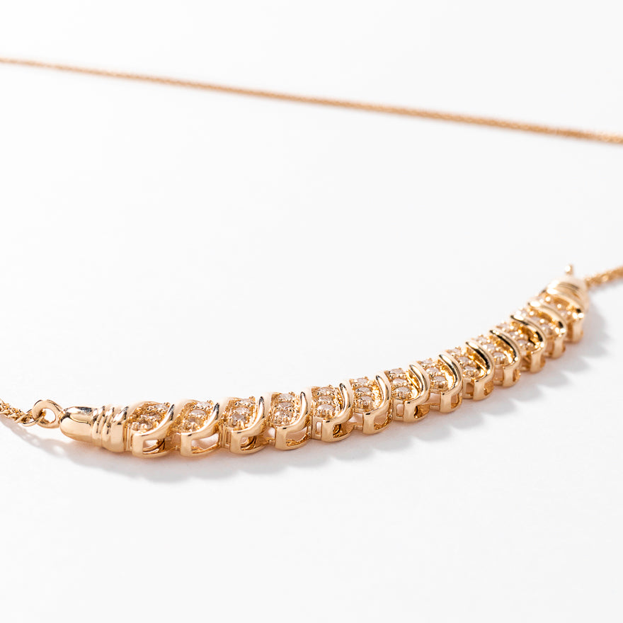 Crescent Diamond Necklace in 10K Yellow Gold (0.63 ct tw)