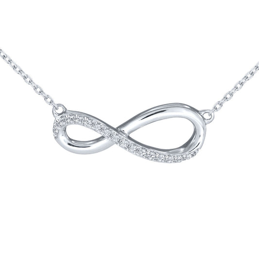 Pavé-Set Diamond Infinity Necklace In 10K White Gold (0.08 ct tw)