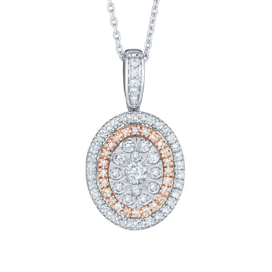 Diamond Cluster Pendant Necklace in 10K White and Rose Gold (0.50 ct t