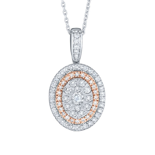 Diamond Cluster Pendant Necklace in 10K White and Rose Gold (0.50 ct tw)