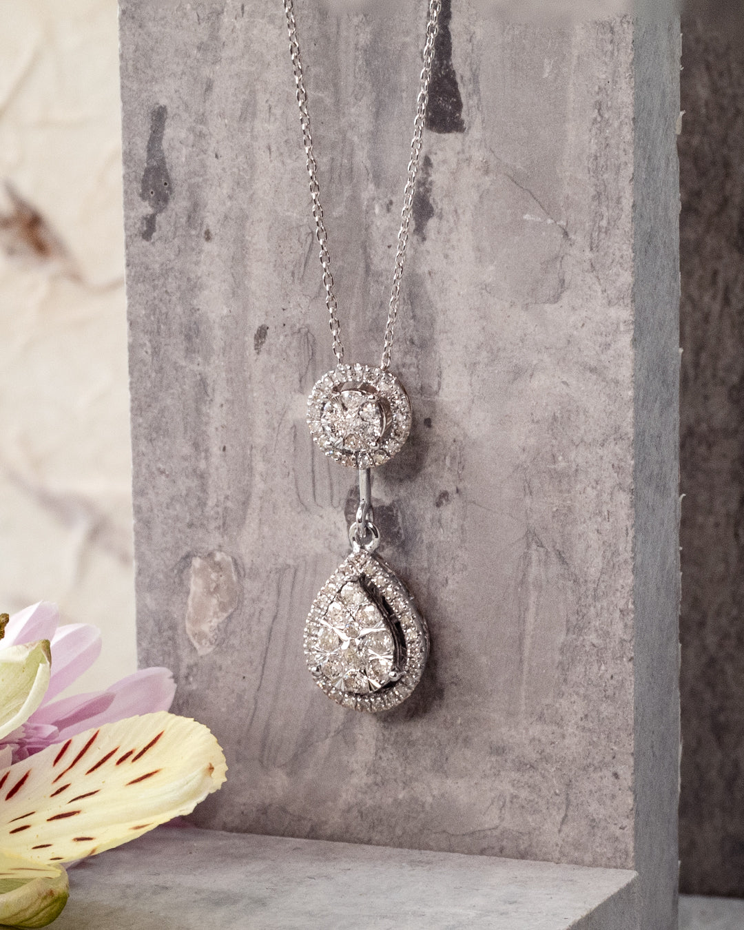 Pear Shaped Diamond Cluster Drop Pendant in 10K White Gold (0.50 ct tw)