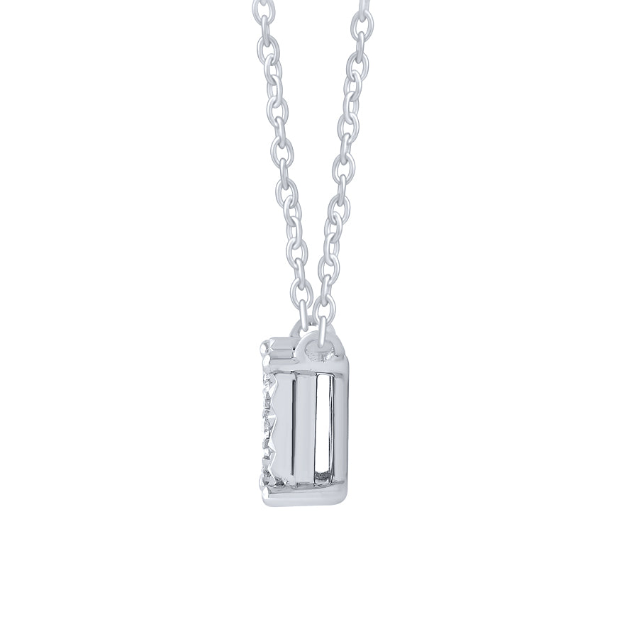 Diamond Cluster Pendant Necklace in 10K White Gold (0.08 ct tw)