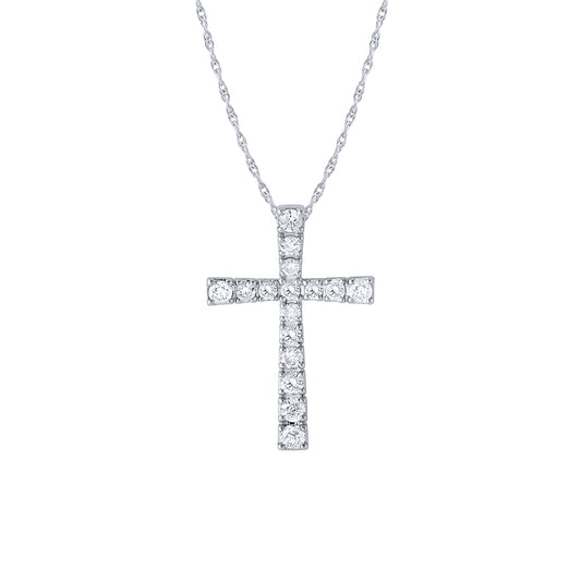Diamond Cross Pendant Necklace in 10K White Gold (1.00 ct tw)