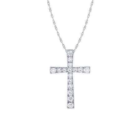 Diamond Cross Pendant Necklace in 10K White Gold (1.00 ct tw