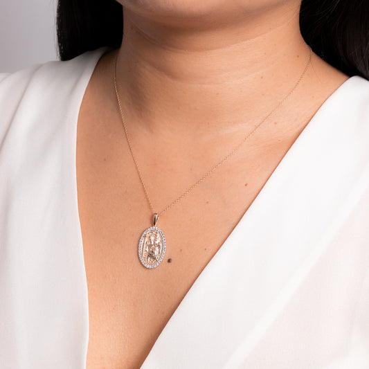 St. Christopher Diamond Pendant Necklace in 10K Yellow Gold (0.38 ct tw)