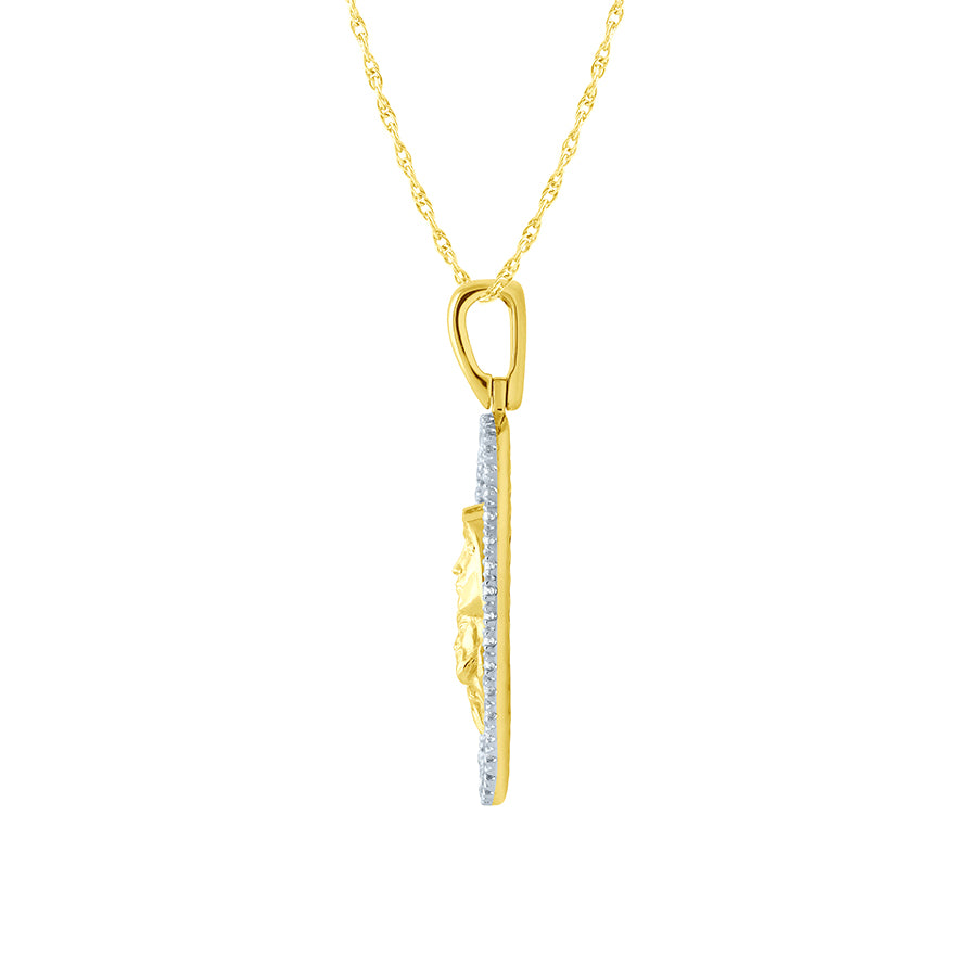 Virgin Mary With Jesus Diamond Pendant Necklace in 10K Yellow Gold (0.20 ct tw)