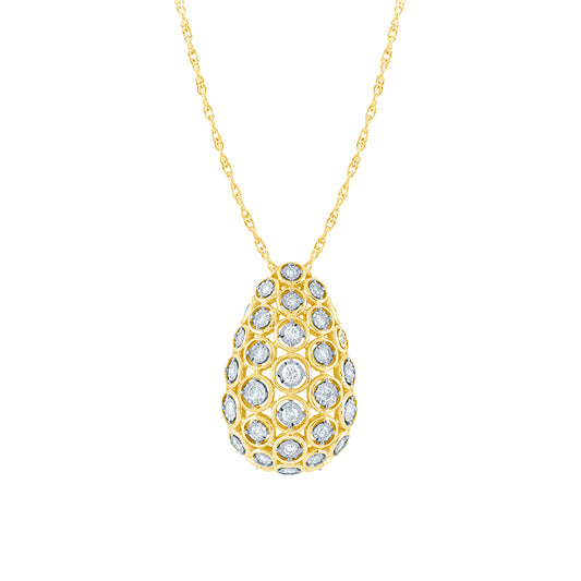 Euro-Design Domed Diamond Necklace in 10K Yellow and White Gold (0.50 ct tw)