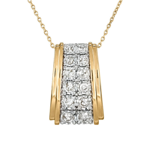 Diamond Cluster Necklace In 10K Yellow and White Gold (0.50ct tw)