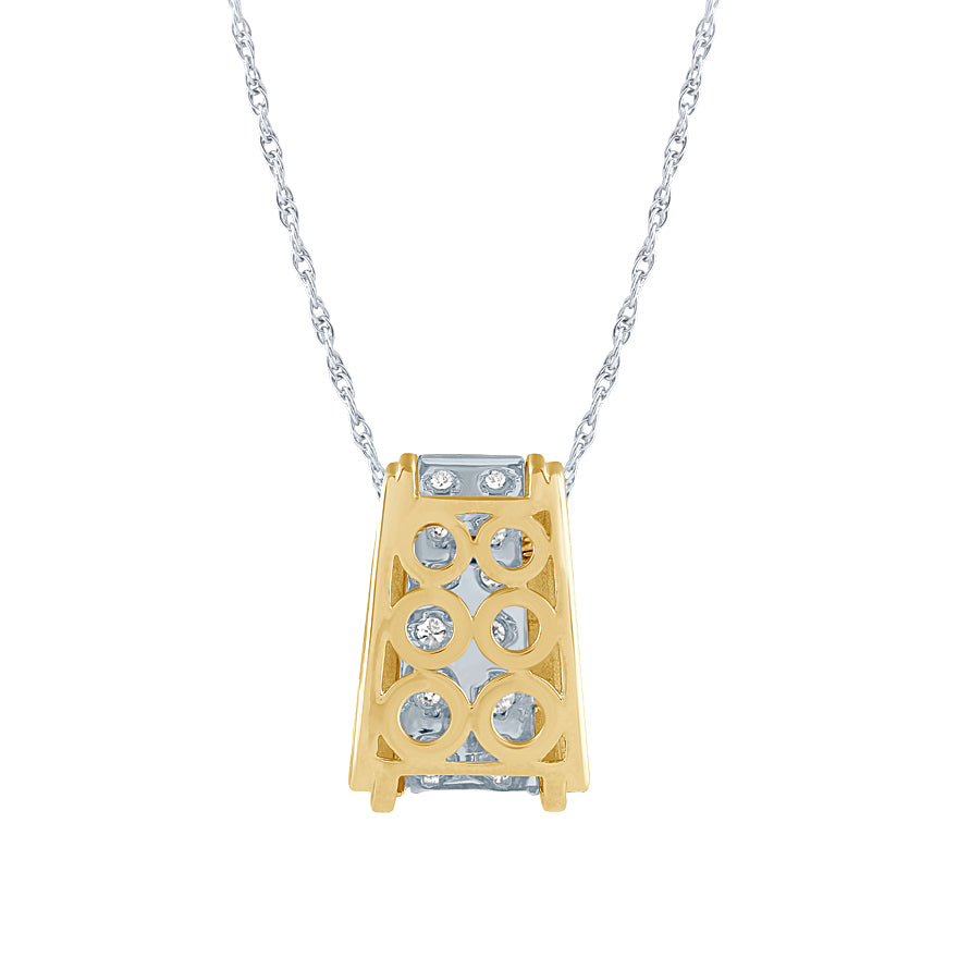 Diamond Cluster Necklace In 10K Yellow and White Gold (0.50ct tw)