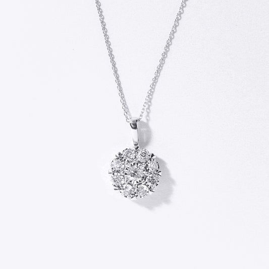 Diamond Cluster Pendant Necklace with Hidden Heart Motif in 10K White Gold (0.75 ct tw)