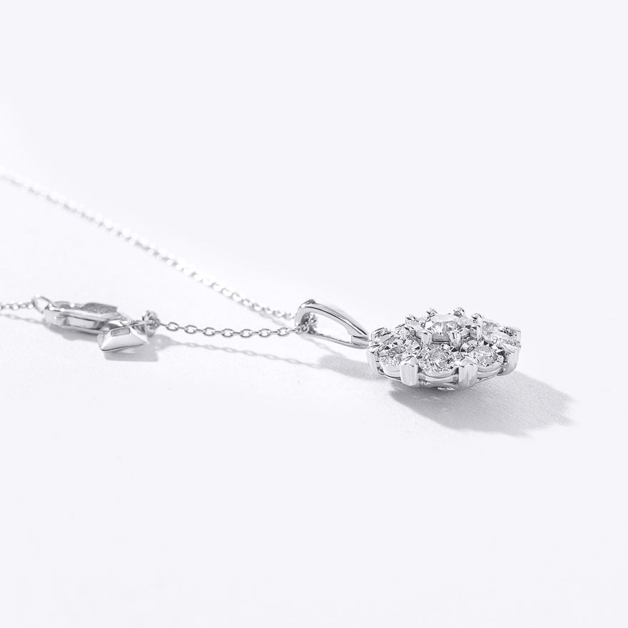 Diamond Cluster Pendant Necklace with Hidden Heart Motif in 10K White