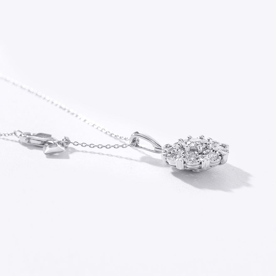 Diamond Cluster Pendant Necklace with Hidden Heart Motif in 10K White Gold (0.75 ct tw)