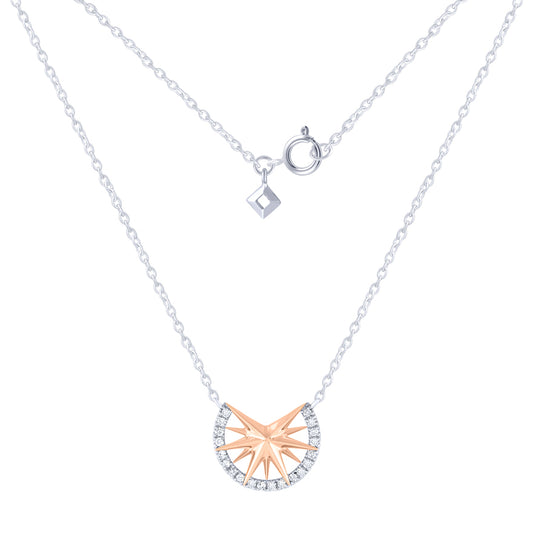10K White and Rose Gold Diamond Cluster Star Pendant (0.16 ct tw)
