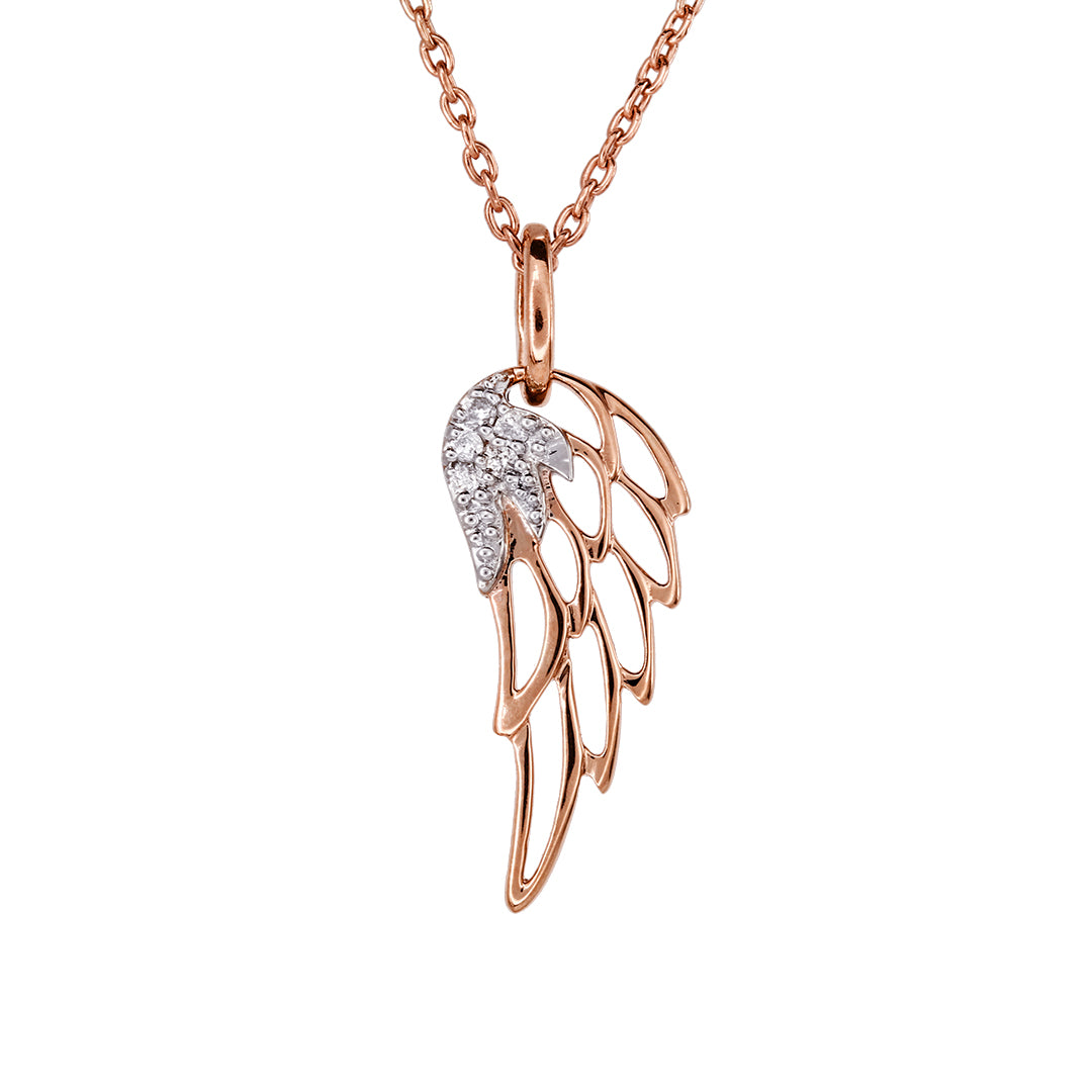 Angel Wing Diamond Pendant in 10K Rose Gold (0.02 ct tw)