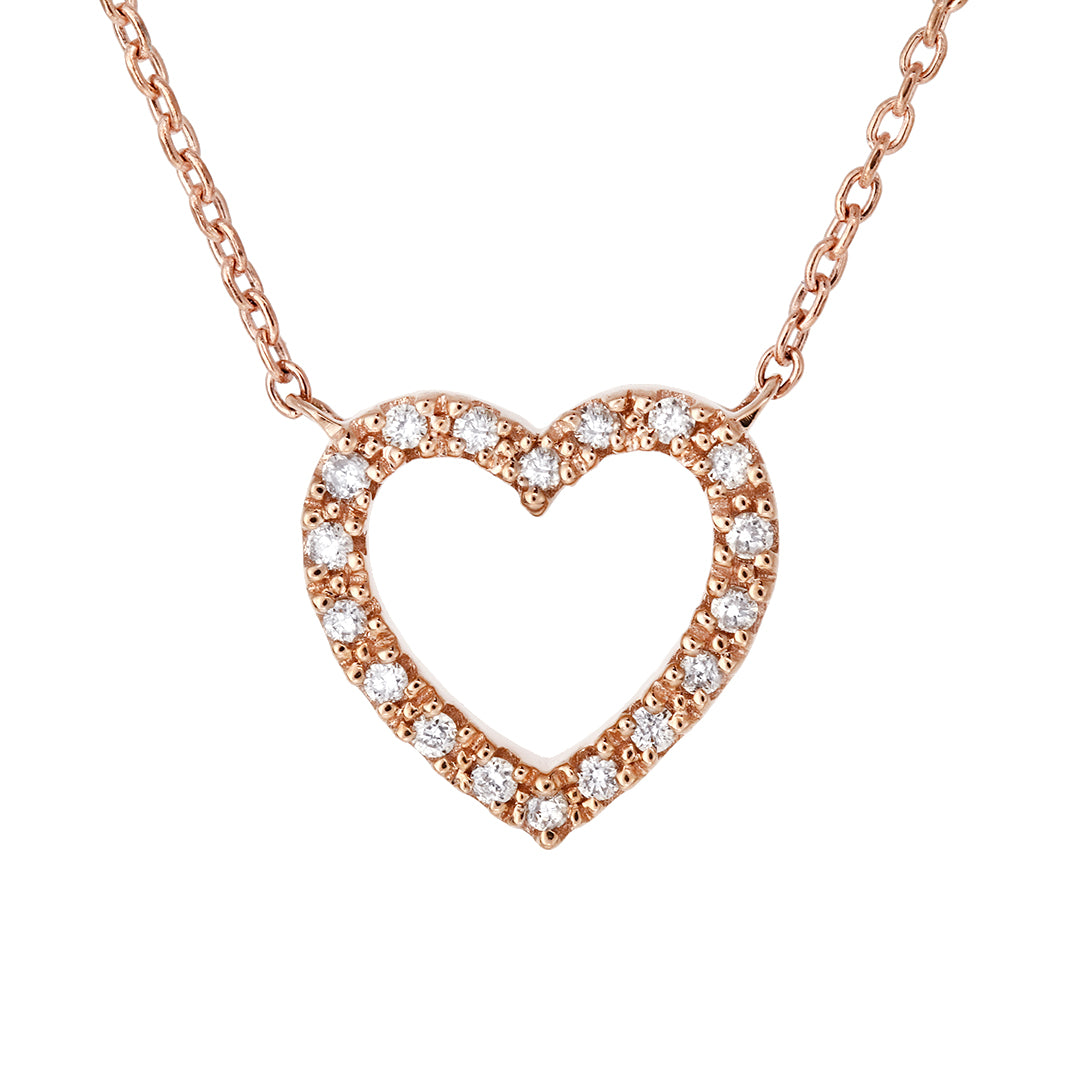Diamond Heart Necklace 10 K Rose Gold 