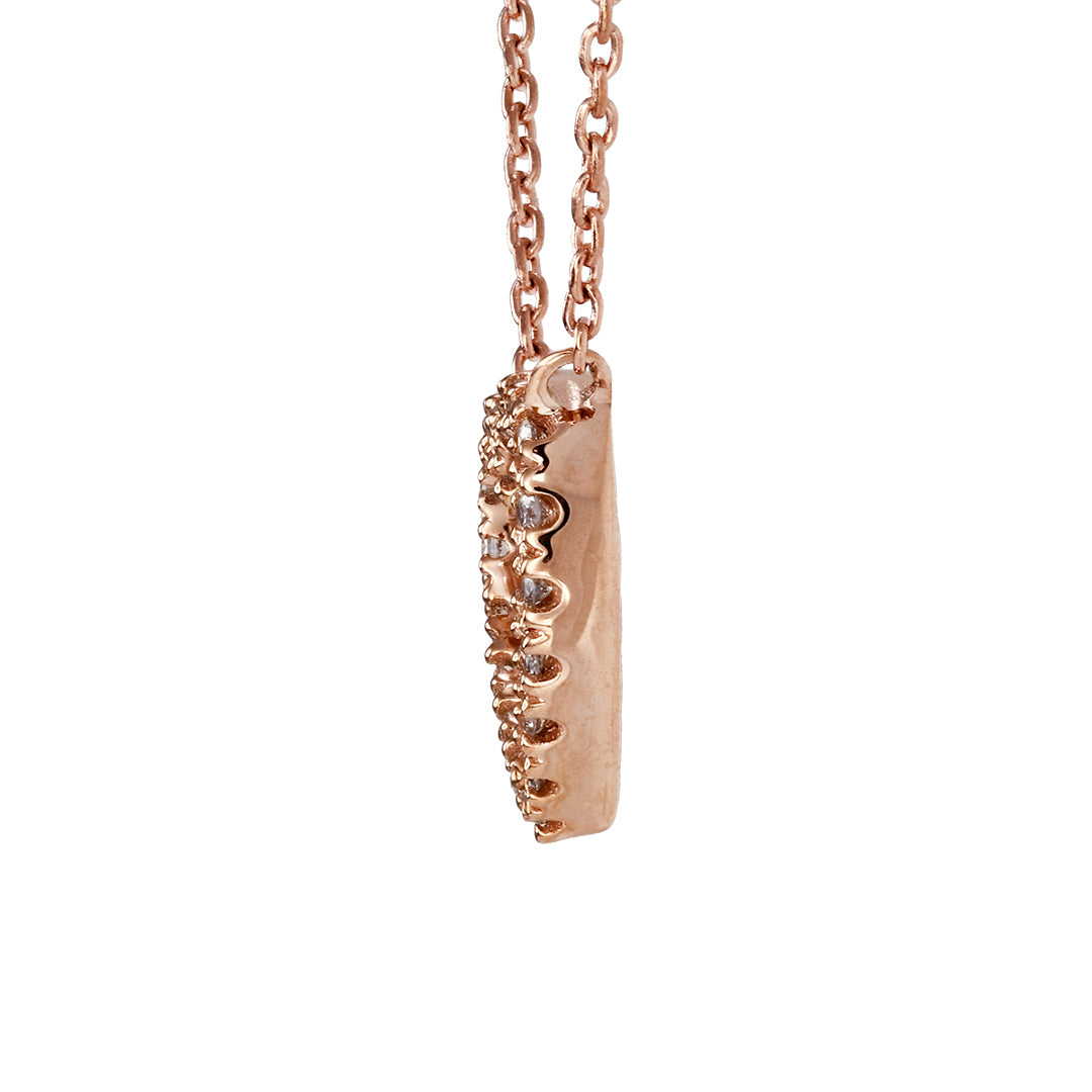 10K Rose Gold Heart Necklace (side view)