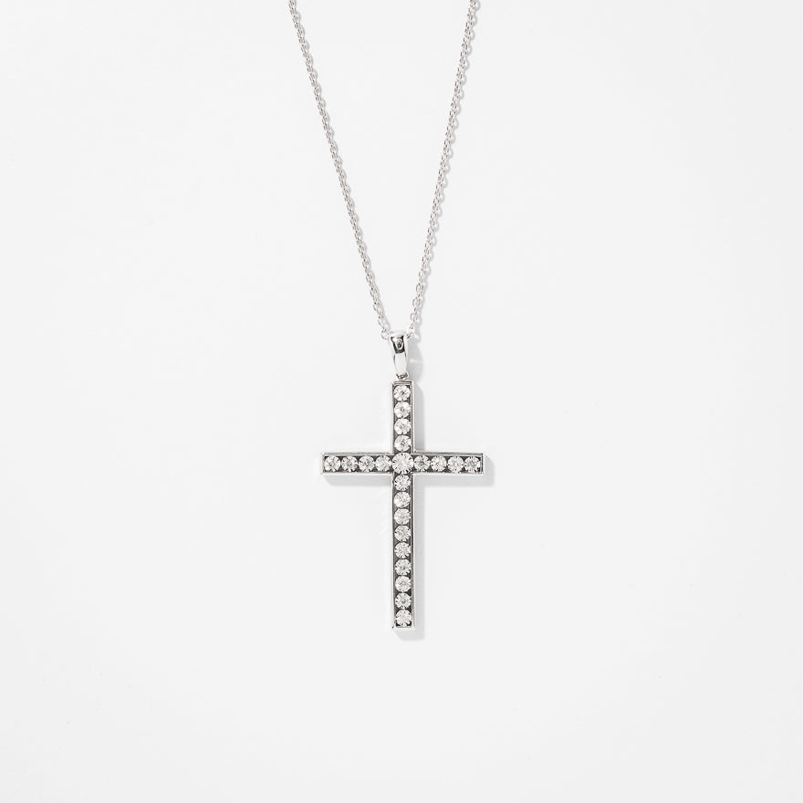 Diamond Cross Necklace in 10K White Gold (0.20 ct tw)
