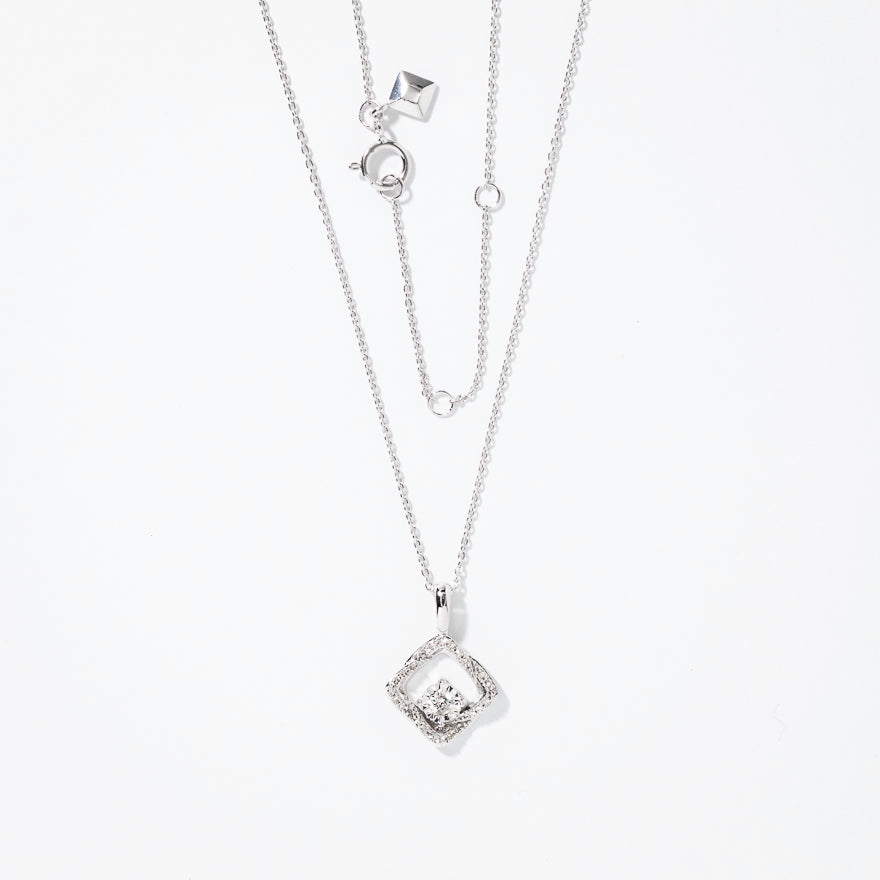 Diamond Cluster Necklace in 10K White Gold (0.20 ct tw)
