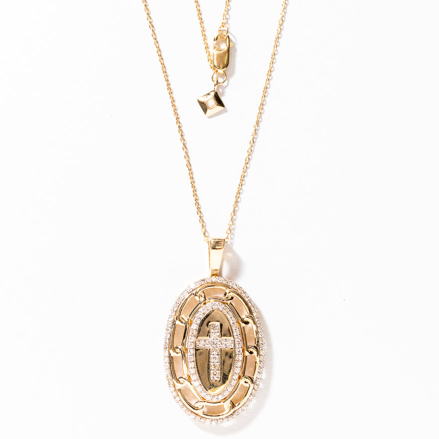 Diamond Cross Pendant in 10K Yellow Gold (0.50 ct tw)