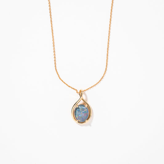 Triplet Opal Necklace in 10K Yellow Gold