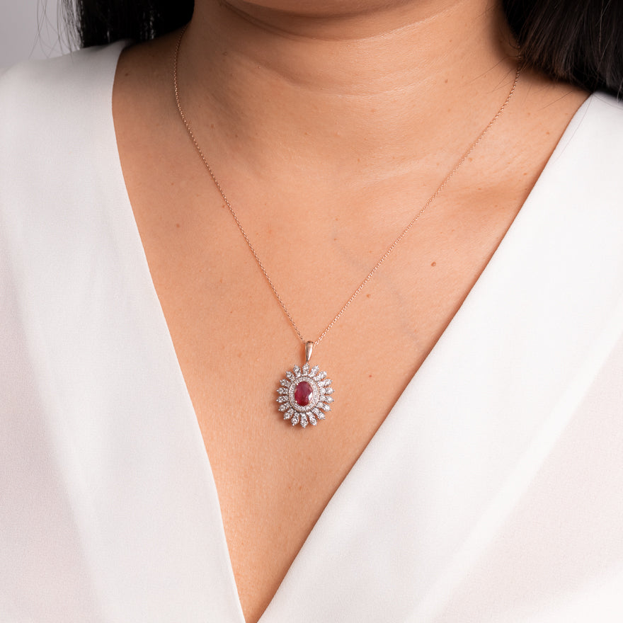 Rose gold and ruby on sale necklace