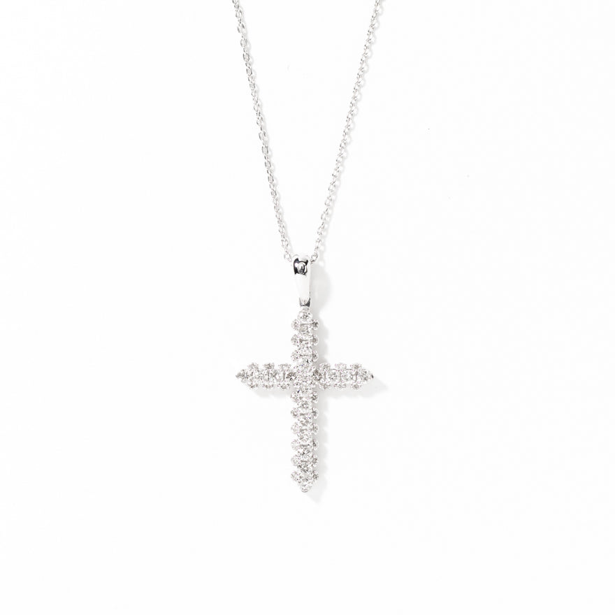 Diamond Cross Pendant Necklace in 10K White Gold (0.50 ct tw)