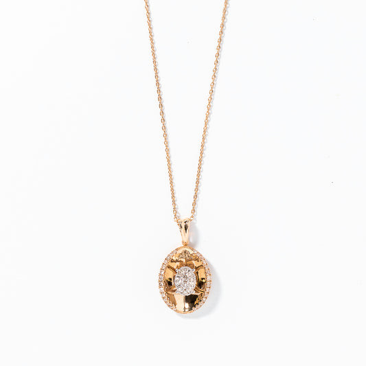 Diamond Cluster Necklace in 10K Yellow and White Gold (0.33 ct tw)