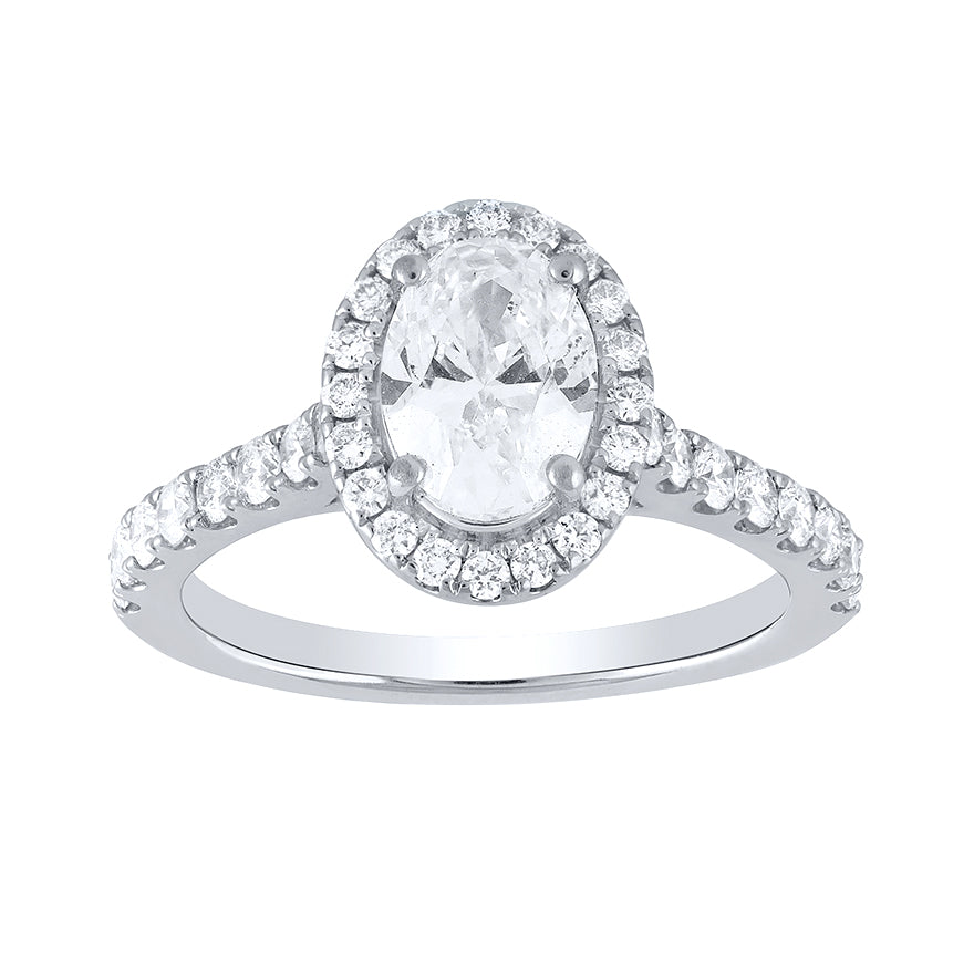 Oval Cut Diamond Halo Engagement Ring in 14K White Gold (1.38 ct tw)