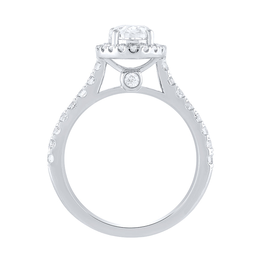 Oval Cut Diamond Halo Engagement Ring 14K White Gold (1.38 ct tw)