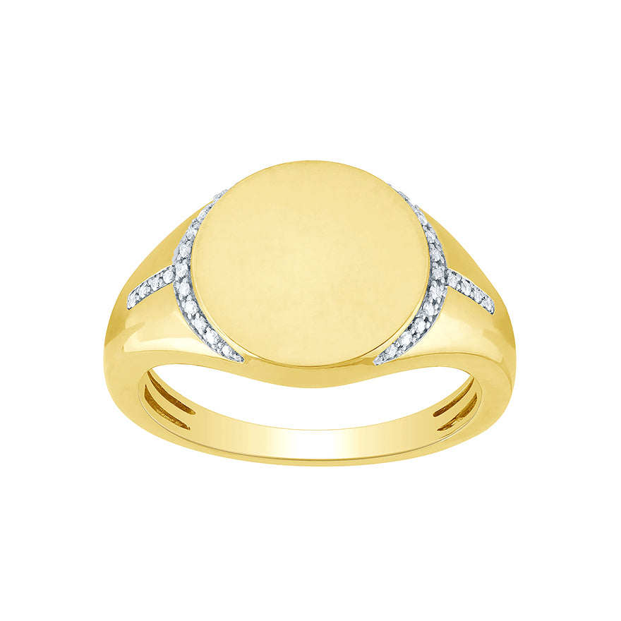 Men’s Signet Ring with Diamond Accents in 10K Yellow Gold (0.10 ct tw)