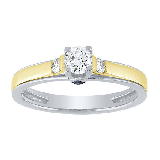 -Robin- Engagement Ring With Sapphire Accents in Two-Tone 14K White and Yellow Gold (0.27 ct tw)