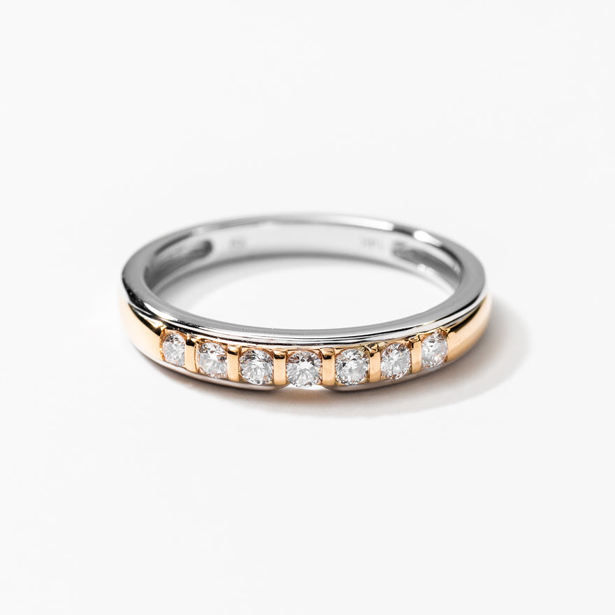 Diamond Wedding Band in 14K White and Yellow Gold (0.20 ct tw)