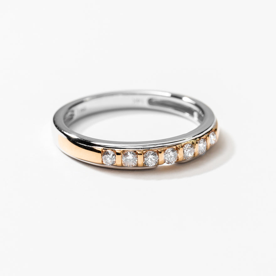 Diamond Wedding Band in 14K White and Yellow Gold (0.20 ct tw)