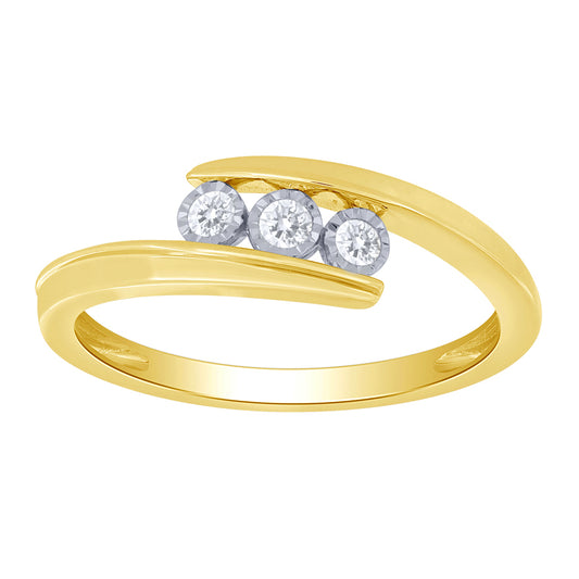 10K Yellow Gold Three Stone Diamond Anniversary Band (0.10 ct tw)