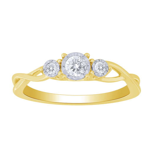 Three Stone Diamond Ring in 10K Yellow Gold (0.20ct tw)