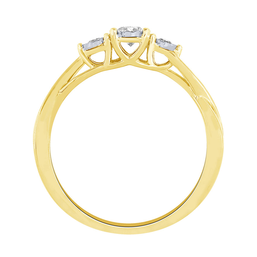Three Stone Diamond Ring in 10K Yellow Gold (0.20ct tw)