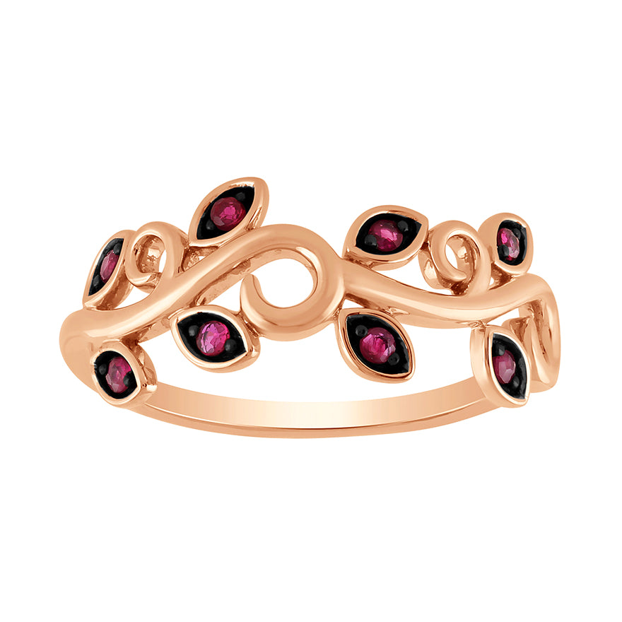Ruby Vine Ring in 10K Rose Gold