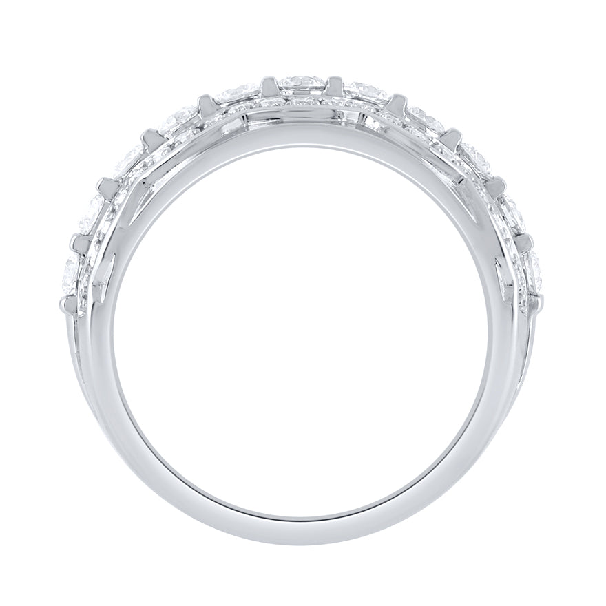 Diamond Cluster Dinner Ring In 10K White Gold (1.00 ct tw)