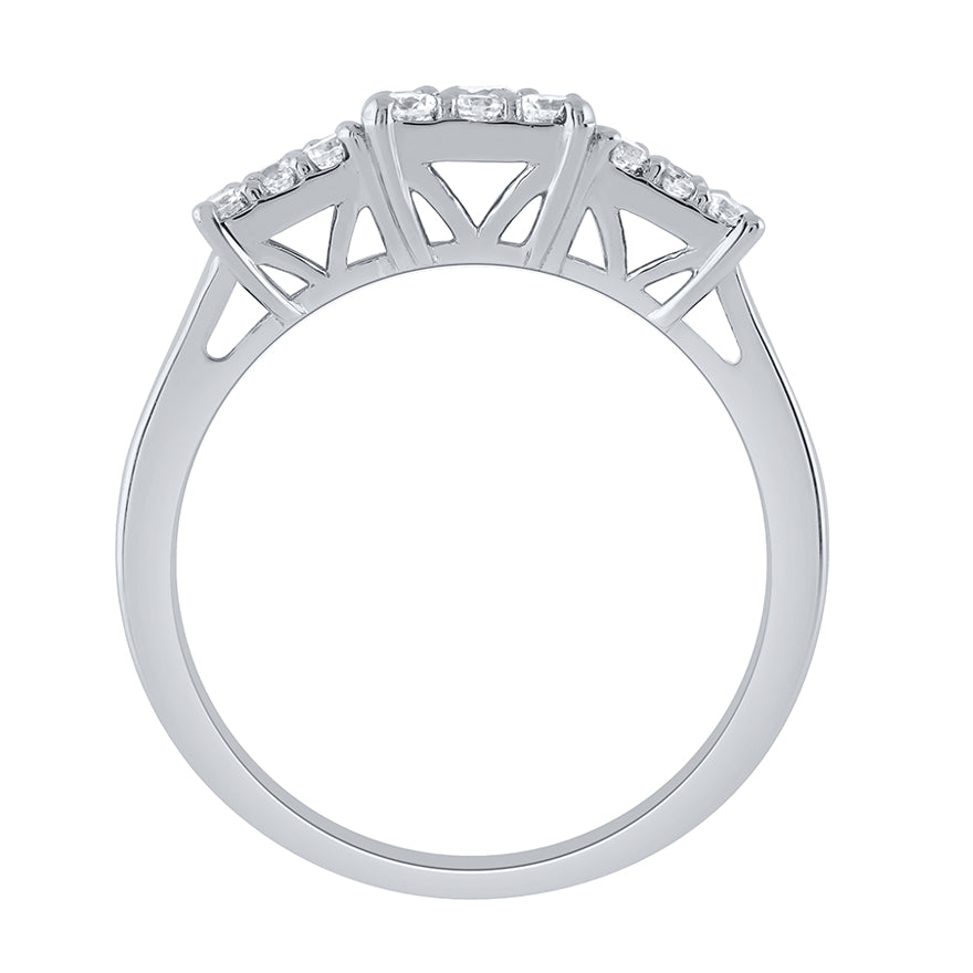 Diamond Cluster Dinner Ring in 10K White Gold (0.72 ct tw)