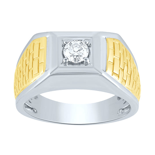 Two-Tone Men’s Diamond Ring in 10K White and Yellow Gold (0.40 ct tw)