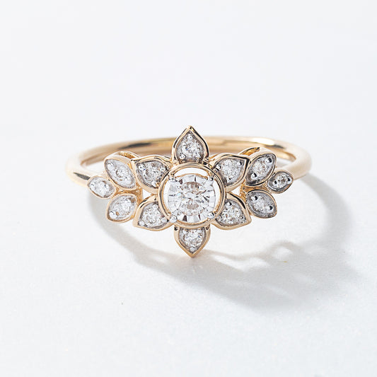 Flower Diamond Cluster Ring in 10K Yellow Gold (0.20 ct tw)