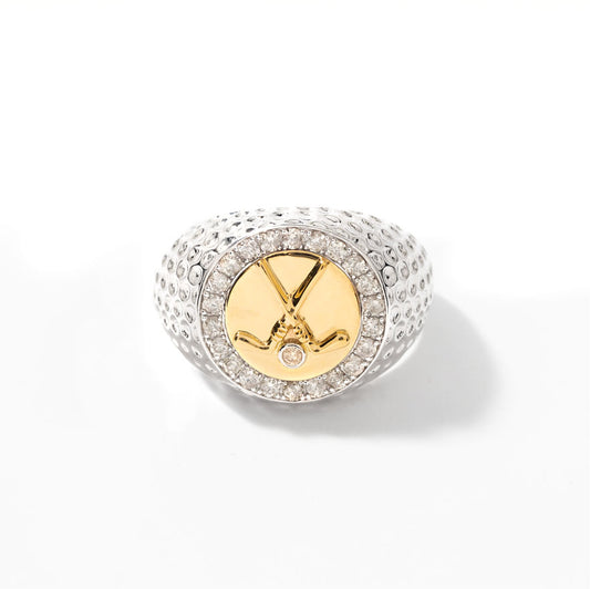 Mens Diamond Golf Ring in 10K Yellow and White Gold (0.50 ct tw)