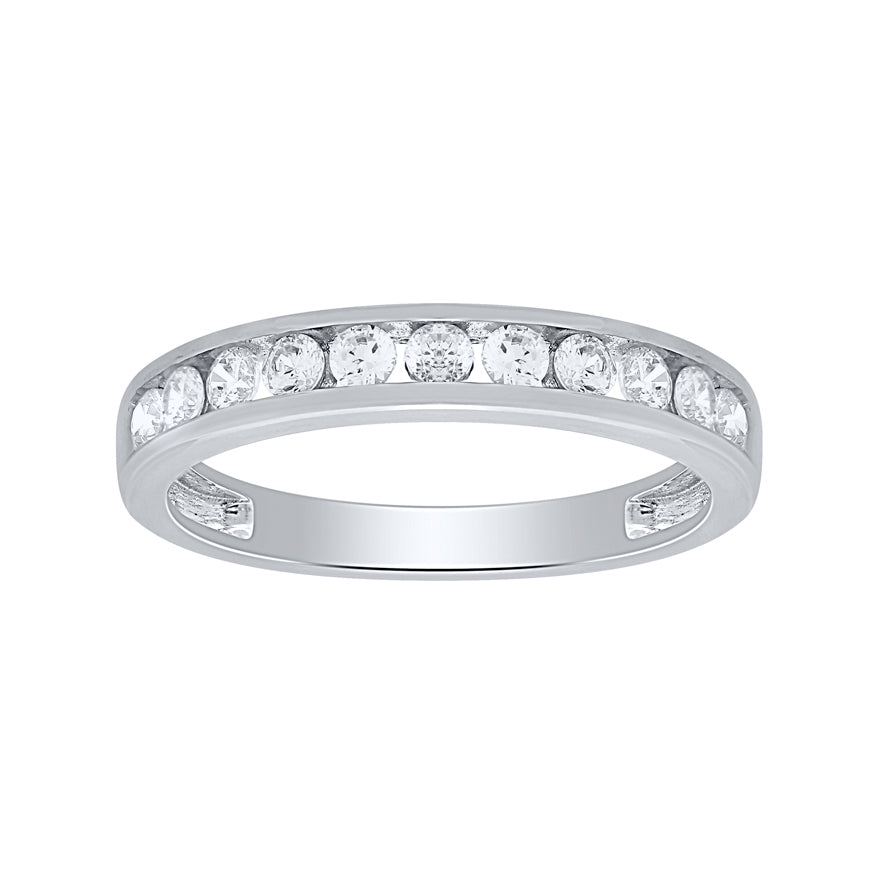 Channel Set Diamond Anniversary Ring in 14K White Gold (0.50 ct tw)