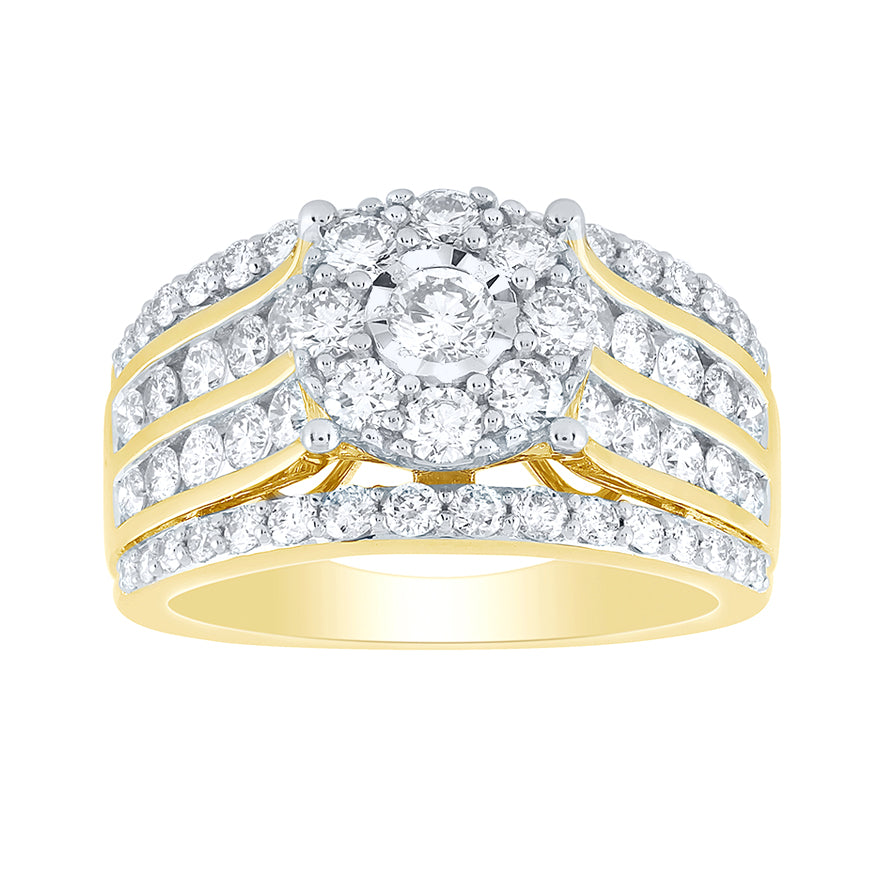 Diamond Cluster Ring in 10K Yellow Gold (2.00 ct tw)