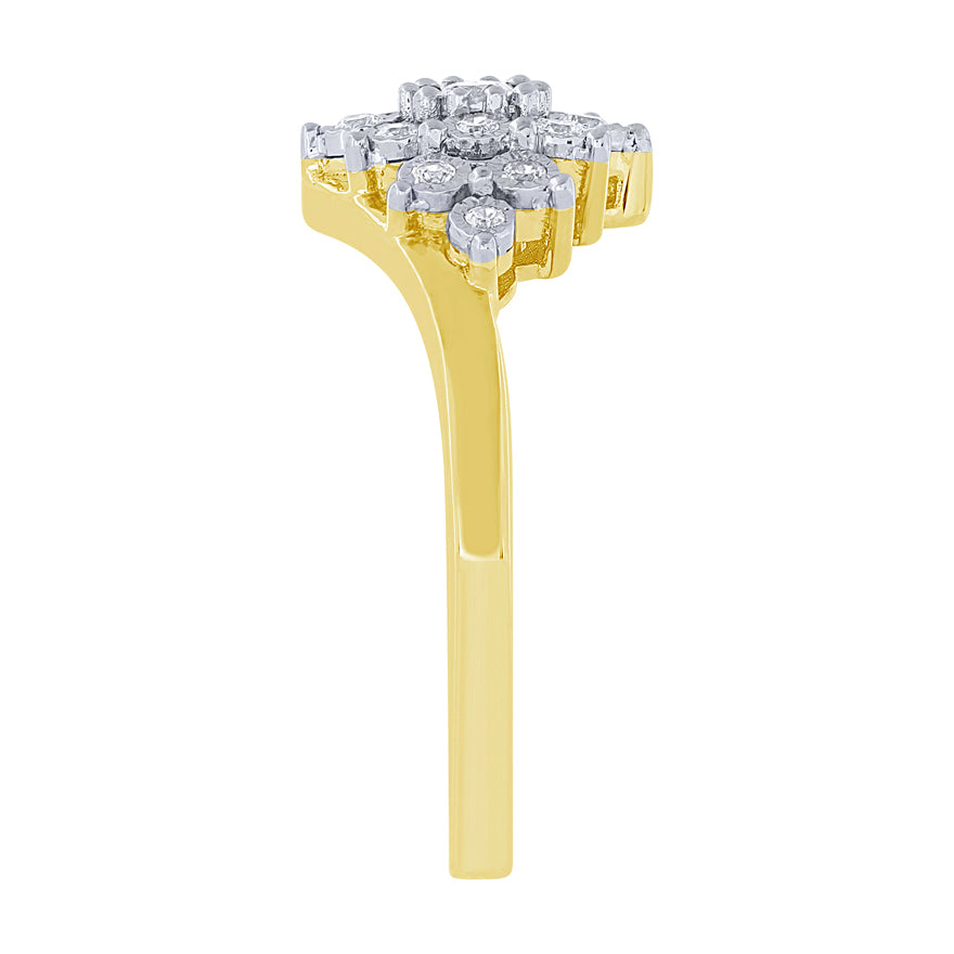 -Lilith- 10K Yellow and White Gold Diamond Cluster Ring (0.20 ct tw)