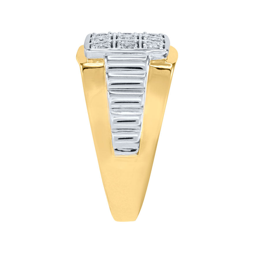 Men’s 10K Two-Tone Yellow and White Gold Diamond Cluster Ring (0.25ct tw)