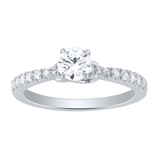 Diamond Engagement Ring with Infinity Side Design in 14K White Gold (0.70 ct tw)