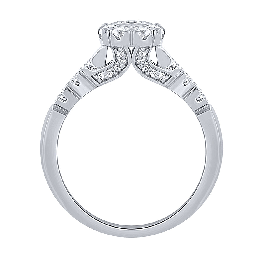 Diamond Cluster Diamond Engagement Ring in 10K White Gold (0.75 ct tw)