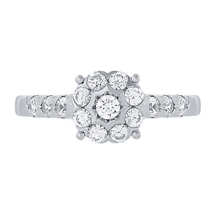 Diamond Cluster Diamond Engagement Ring in 10K White Gold (0.75 ct tw)