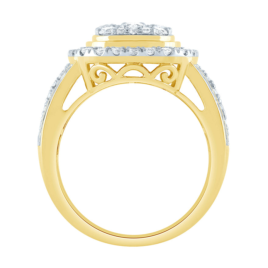 Diamond Cluster Ring in 10K Yellow Gold (2.00 ct tw)